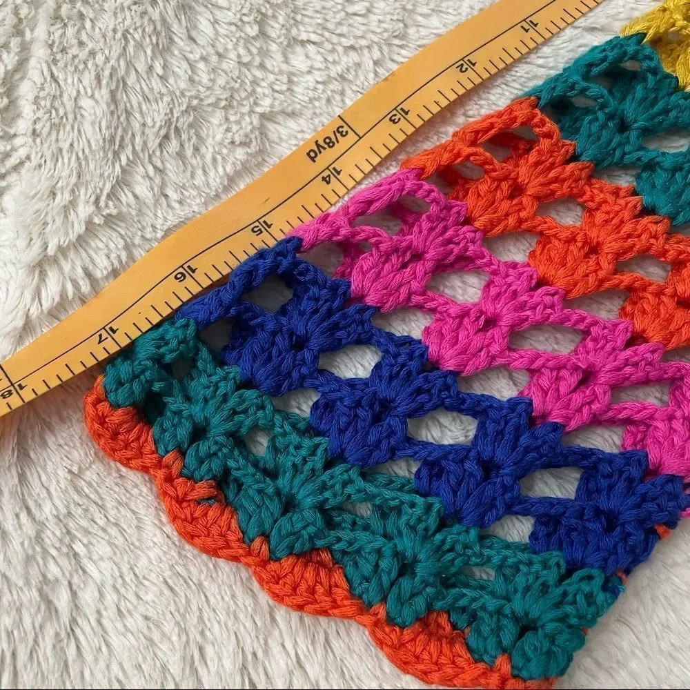 𝅺cupshe Crochet Multicolor Rainbow Top